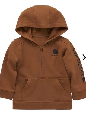 Carhartt Kids' Hooded Half-Zip Sweatshirt in Brown